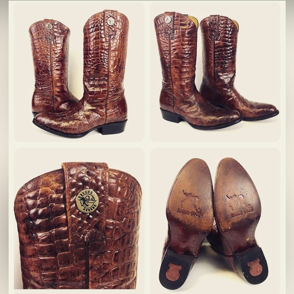 Dark leather cowboy boots - Picture 3 of 3